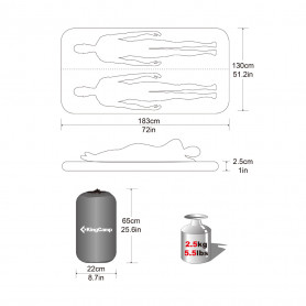 Коврик самонадувающийся 3538 Classic Double 2, 183x130x3 см, King Camp